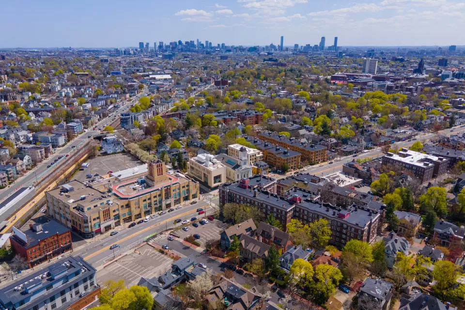Aerial view of Cambridge, Massachusetts.